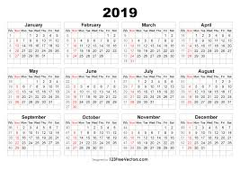 2019 Calendar With Week Numbers Free Vector By 123freevectors On Deviantart Yearly calendar organizer for weeks on white background. 2019 calendar with week numbers free