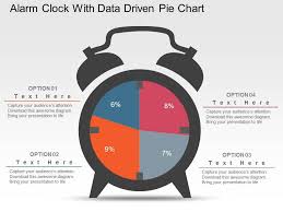 Alarm Clock With Data Driven Pie Chart Powerpoint Slides