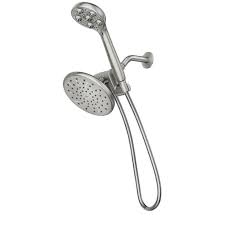 Moen Hydroroller Massage 3 Spray 7 5 In Dual Handheld Shower Head With Body Spray In Spot Resist Brushed Nickel 205c0srn The Home Depot Handheld Shower Head Shower Heads Hand Held Shower