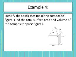 To calculate the volume and surface area of such figures you have to reduce it to its composite parts and the sum of the area and volume of the parts should equal the total. Chapter 12 Extension Surface Area Of Composite Figures Ppt Download