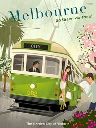 A Poster Created For Self I Wanted To Illustrate One Of The Beautiful Tram Trolley Cars In Still In Use In Melbourne Posters Australia Vintage Travel Posters Travel Posters