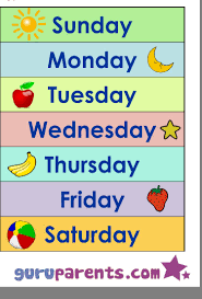 Pin By Jenny Norford On Children Sunday Monday Tuesday Thursday Friday Monday Tuesday