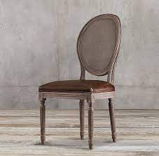 Vintage French Round Cane Back Leather Side Chair Comes In Leather And Fabric In Leather Leather Side Chair Round Back Dining Chairs Cane Back Dining Chair