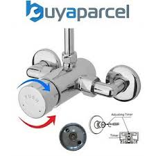 Square thermostat thermostatic rain shower mixer faucet valve. Commercial Timed Flow Exposed Non Concussive Shower Mixer Valve Temp Control Ebay