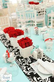 Red Black And Blue Wedding Colors Tiffany Blue Red And Black Tiffany Blue Weddings Red Bridal Showers Red Centerpieces
