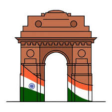 Iconic india gate with tricolor decoration in vector design