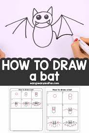 How To Draw A Bat - Step By Step Bat Drawing Tutorial Video Video Easy Halloween Drawings Draw A Bat Drawing Tutorials For Kids