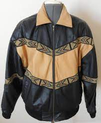 Ardney Lawless Two Tone Leather Jacket Southwestern Design Biker Black Tan Lrg Leather Jacket Fashion Black And Tan