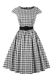 Black And White Gingham Dress Plus Size Atomic Black And White Plaid Swing Dress With Belt In 2020 Retro Dress Vintage Black Dress Vintage Style Dresses