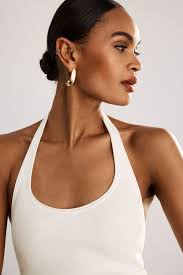 Haut côtelé à col licou Mary Blanc