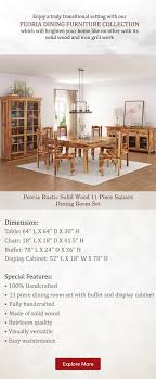 Peoria Rustic Solid Wood 11 Piece Square Dining Room Set Wood Dining Table Dining Room Set Dining Room Sets