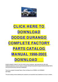 Dodge Durango Complete Factory Parts Catalog Manual 1998 2003 Download By Cycle Soft Issuu