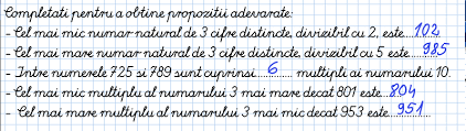 Completati pentru a obtine propozitii adevarate: Criterii De Divizibilitate
