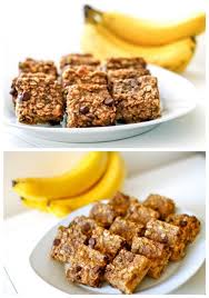 Peanut Butter Banana Chocolate Chip Oatmeal Bars Without A Doubt My Favorite Healthy Snack Ever Oatmeal Chocolate Chip Bars Chocolate Chip Oatmeal Food