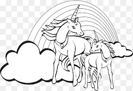 Rainbow dash is a pegasus with sky blue color, a rainbow colored mane and tail. White Unicorn Artwork Unicorn Coloring Book Page Child Unicorn Horse White Png Pngegg