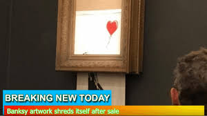 Banksy is an anonymous english street artist who wows the public with his satirical street art. Breaking News Banksy Artwork Shreds Itself After Sale Youtube