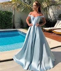 Gorgeous Sky Blue Satin Prom Dress Long A Line Party Dress Cheap Royal Blue Evening Dresses Royal Blue Evening Dress Simple Prom Dress Prom Dresses With Pockets