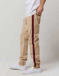 Brooklyn Cloth Side Taping Mens Jogger Pants Khaki
