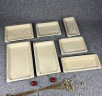 To Go Takeout Sushi Container Sugarcane Bagasse Pulp Sushi Tray X21  Biodegradable Restaurant Plate Dish Rectangle Free Modern