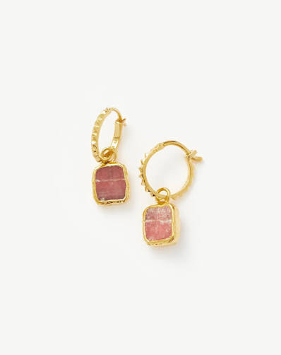 Mini Pyramid Charm Hoop Earrings | Gold/Rhodochrosite | Missoma