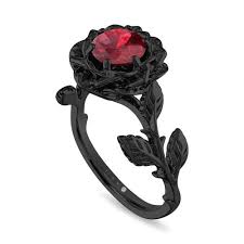 Black And Red Engagement Rings Unique Garnet Engagement Ring Rose Flower Wedding Ring Floral Leaf Vintage Ring 14k Black Gold Handmade Certified Garnet Engagement Ring Garnet Wedding Rings Red Engagement Ring