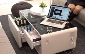 This Smart Coffee Table Helps You Chill Your Gin Or Juice Cool Coffee Tables Coffee Table With Fridge Living Room Coffee Table