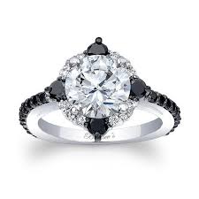 Black And White Diamond Engagement Rings Barkev S Black Diamond Halo Engagement Ring 7967lbk Barkev S Black Diamond Ring Engagement Black Diamond Engagement Ring Halo Black Diamond Engagement