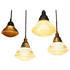 1930 Holophane Dust Tight Glass Industrial Pendant Light At 1stdibs