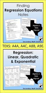 Finding Regression Equations Mixed Practice Math Lesson Plans Quadratics Common Core Math Middle School