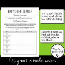 Daily Student Planner Pages 1 Self Regulation Organization Time Management
