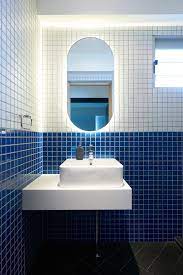 Two Toned Blue And White Wall Tiles Ebb And Flow A Home Inspired By Nautical Architecture Habitus Livi Blue Bathroom Tile Bathroom Design Bathroom Interior