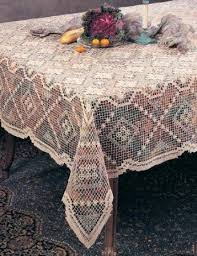 Your table décor is the reflection of your taste, so adorn it as you want. Amazon Com Handmade All Over Tuscany Lace Tablecloth 100 Cotton Knitted Ecru 54 Inch Square One Piece H Table Cloth Lace Tablecloth Square Tablecloth