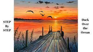 Below are a list of materials. Sunset Over Ocean With Dock Step By Step Acrylic Painting Youtube