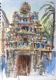 Urban Sketchers My Many Indias Deep In South India Urban Sketchers Temple Art Art Gallery