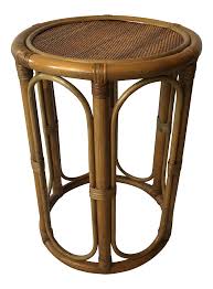 Round Bamboo Rattan Side Table On Chairish Com Side Table Rattan Side Table Table