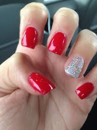 Buy quality acrylic nail supplies trusted by nail artists worldwide. Acrylics Red With Glitter Nail On Ring Finger Homecoming Nails Red Nails Prom Nails Red