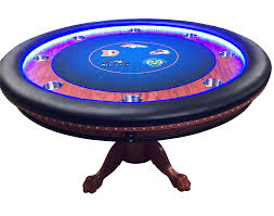 Round Table With Denver Sports Lights Custom Poker Tables Poker Table Round Poker Table