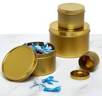 Gold Deep Round Tin Cans
