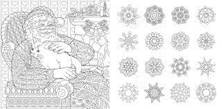 Who doesn't love trimming the tree with ornaments, garland, and sparkly lights? Colouring Pages Coloring Book For Adults Santa Claus With A Cat New Year Background Christmas Vintage Decorations Snowflake Set Royalty Free Cliparts Vectors And Stock Illustration Image 109148307