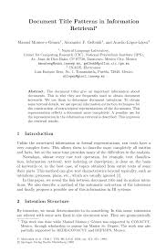 It helps ensure that there will always be a single title field at the beginning of the document. Pdf Document Title Patterns In Information Retrieval