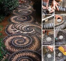 Don't throw those broken ceramic dishes away. How To Diy Spiral Mosaic Stone Garden Path
