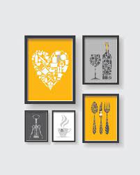 Mustard Yellow Gray Kitchen Wall Decor Set Yellow Kitchen Etsy In 2021 Grey Kitchen Walls Grey Yellow Kitchen Grey Wall Decor
