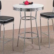 Bowery Hill 30 Round Pub Table In White And Chrome Walmart Com Pub Table Sets Pub Table Dining Table In Kitchen
