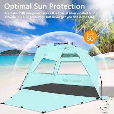 Pacific breeze easy up beach tent deluxe. Whitefang Deluxe Xl Pop Up Beach Tent Sun Shade Shelter For 3 4 Person Uv Protection Extendable Floor With 3 Ventilating Windows Plus Carrying Bag Stakes And Guy Lines Buy Online At Best