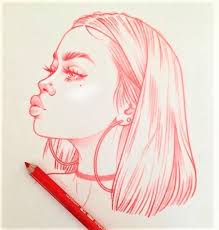 Dessin Fille Girl Jolie Pretty Tete Head Visage Face Crayon Rouge Red Jeune Young En 2020 Dessin De Visages Dessin De Visage Art Dessin