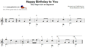 Recorder and flute letter notes included in the keys of d, c, g and a free 12 hole ocarina sheet music for happy birthday with chord diagrams, lyrics, and tablature. Happy Birthday Fingerstyle Guitar Lesson Guitarnick Com