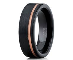 Black And Rose Gold Mens Wedding Band Tungsten Black Tungsten Wedding Band Engagement Ring Men Women Etsy Gold Tungsten Wedding Bands Tungsten Wedding Bands Rose Gold Tungsten