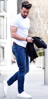 Hot Minimalist Street Style Plain White Tee Fresh Blue Jeans And Spotless White Kickers The Deep Spring Outfits Men Cool Summer Outfits Mens Fashion Casual