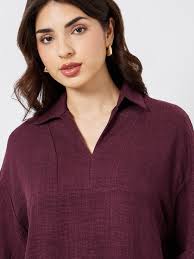 Longline Ruched Waist Shirt and Wide Leg Pants Modest Set For Women at  Bahrain