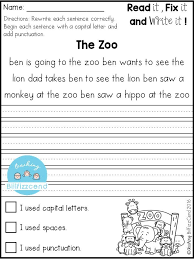 Free Fix It Up Sentences First Grade Writing Kindergarten Writing 2nd Grade Writing